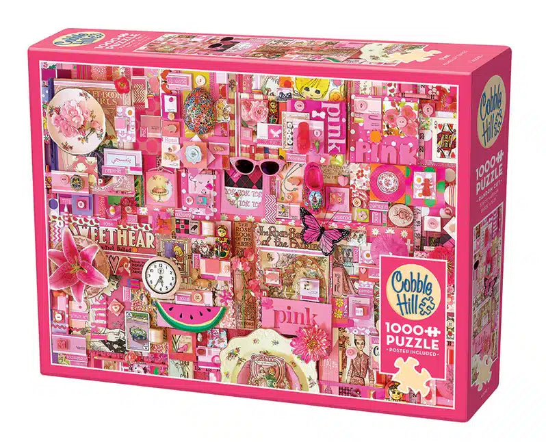 COBBLE HILL PINK 1000PC PUZZLE WITH POSTER image 0